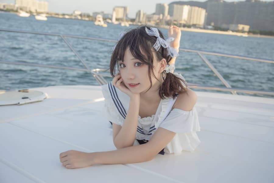 花柒Hana – 三亚熊之海军风泳装 [12P153M]-福利岛