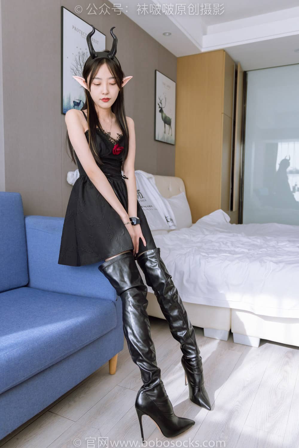 [BoBoSocks袜啵啵] NO.168 稚予-高跟鞋、长靴、油亮黑丝、手撕丝袜剧情 [140P1V6G]-福利岛