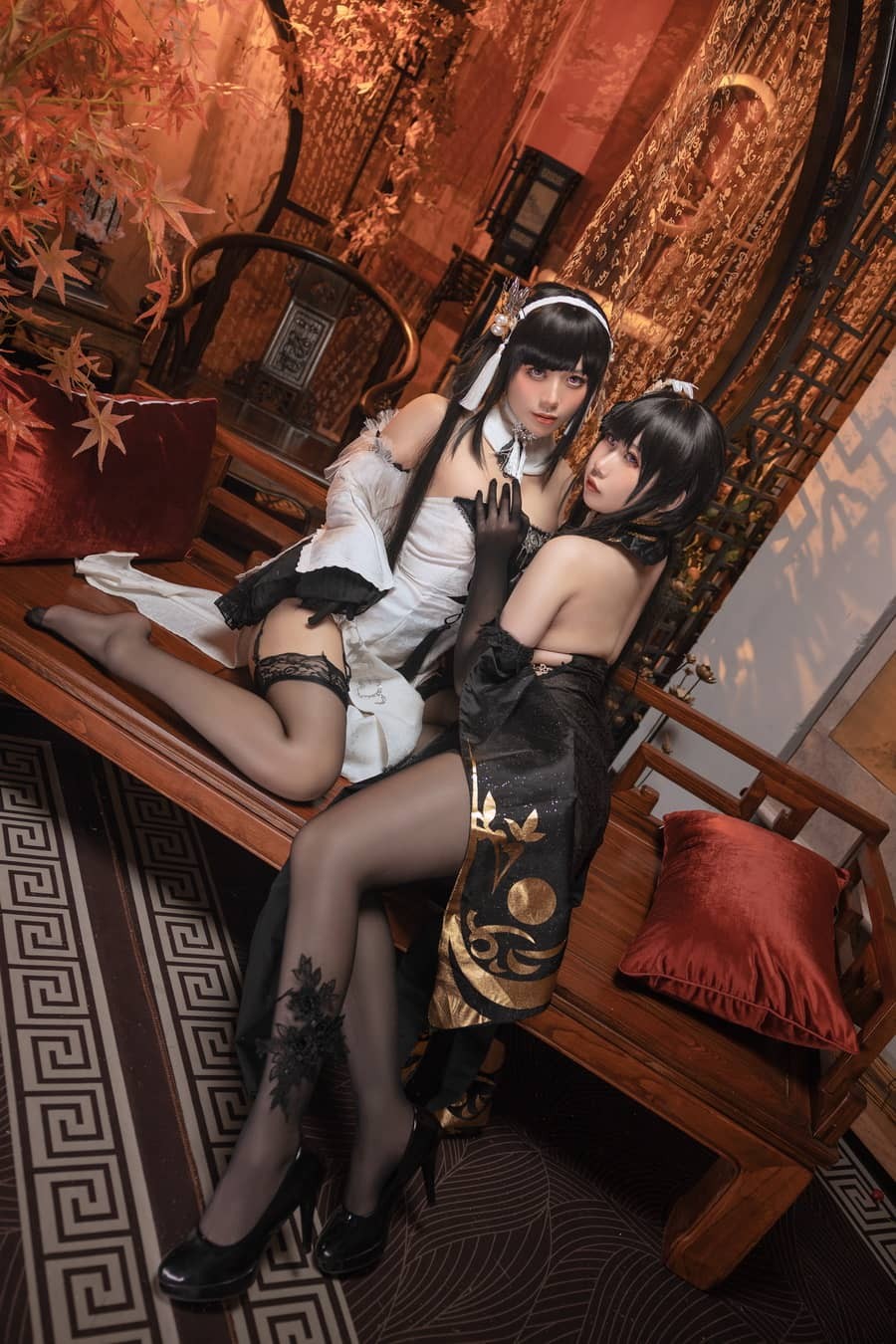 九言&喜茶苍苍子 – 碧蓝航线 镇海白黒双人 [35P7V530M]-福利岛